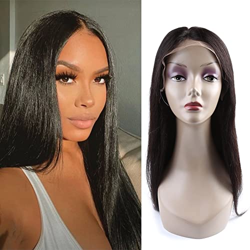 Straight Wigs Natural Color Virgin Human Hair Full Lace Wigs 130% Density With Brazilian Human Hair For Women (Full Lace Wig, 16 inch)