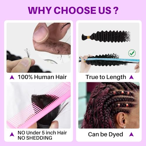 Human Braiding Hair for Boho Braids, Deep Wave Bulk Boho Braids Human Hair for Knotless Curly Bohemian Water Wave Braiding 110g 18 Inch Caramel Blonde (3 No Weft Bundles/Pack)