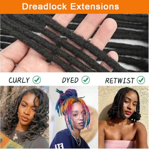 Dreadlock Extension Human Hair 0.6cm Thickness 12 Inch 90 Strands 100% Real Human Hair for Man/Women/Kids Full Head Handmade Permanent Loc Extensions Bundles Can Be Bleached Dyed Curled Twisted