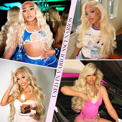 34 Inch 613 13x6 Lace Front Wig Human Hair 200 Density Blonde Wig Human Hair 13x6 Body Wave HD Lace Front Wigs Human Hair Pre Plucked Blonde Lace Frontal Glueless Wigs For Women