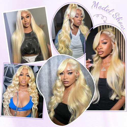 32 Inch 613 Lace Front Wig Human Hair 200 Density Blonde Wig Human Hair 13x6 613 Body Wave HD Lace Frontal Wigs Human Hair Pre Plucked No Tangle No Shedding