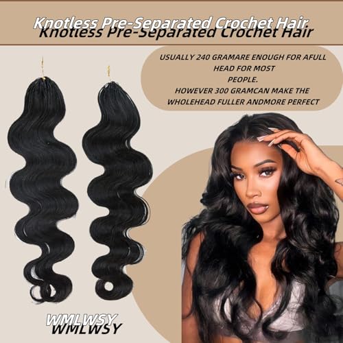 Feather Crochet Hair Pre Looped Crochet Human Hair Curly For Black Women Pre Separated Knotless Crochet Hair Human Hair Body Wave 22Inch 120g