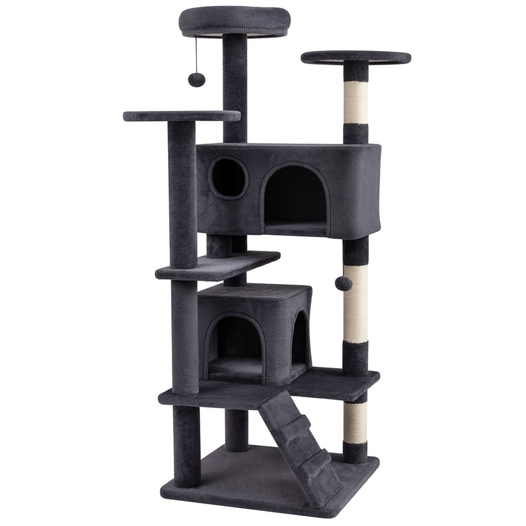 52 Inch Tall Cat Tree Tower for Indoor Cats - Dark Gray Variation