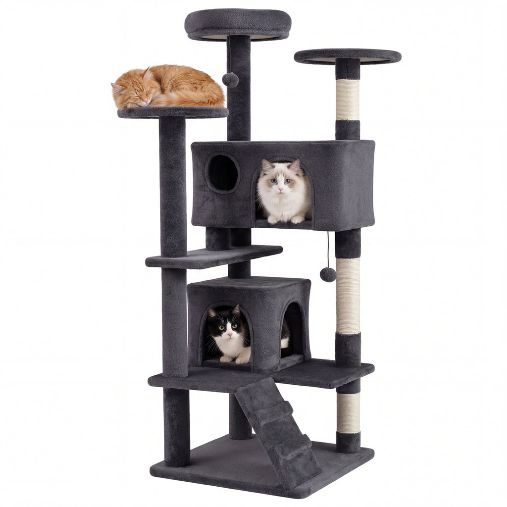52 Inch Tall Cat Tree Tower for Indoor Cats - Dark Gray Variation