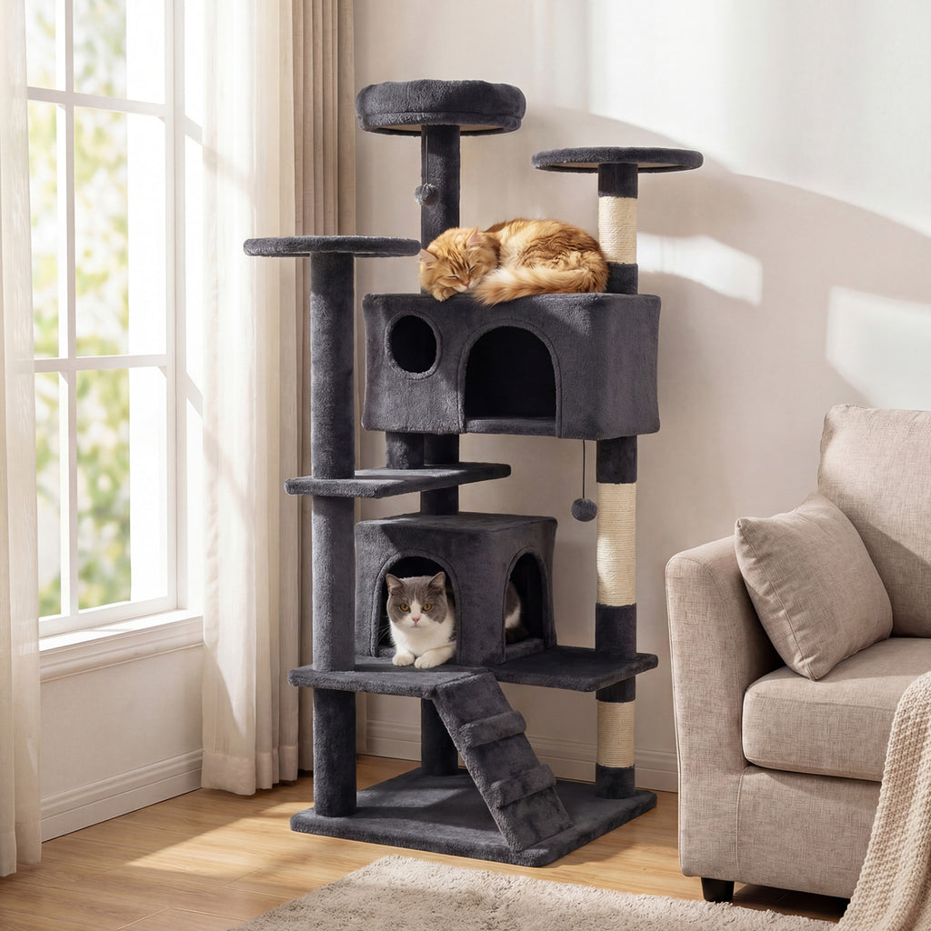 52 Inch Tall Cat Tree Tower for Indoor Cats - Dark Gray Variation