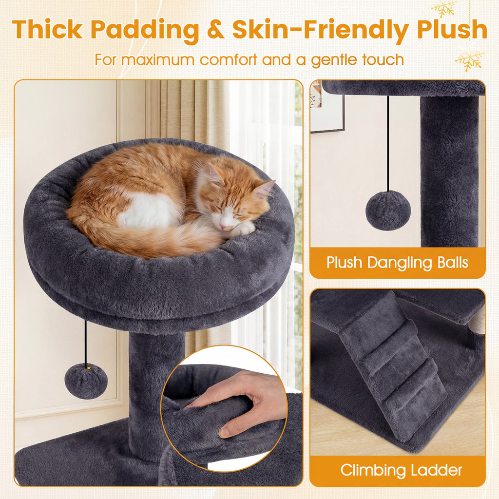 52 Inch Tall Cat Tree Tower for Indoor Cats - Dark Gray Variation