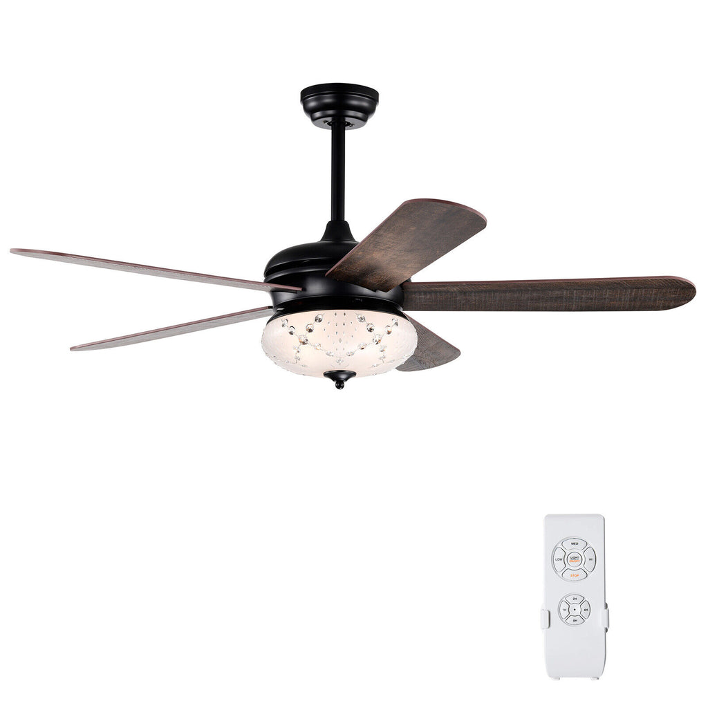 52-Inch Ceiling Fan with Remote Control - Walnut Finish with Reversible Motor