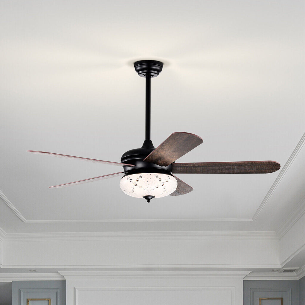 52-Inch Ceiling Fan with Remote Control - Walnut Finish with Reversible Motor