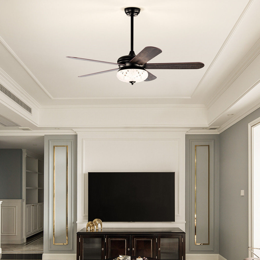 52-Inch Ceiling Fan with Remote Control - Walnut Finish with Reversible Motor