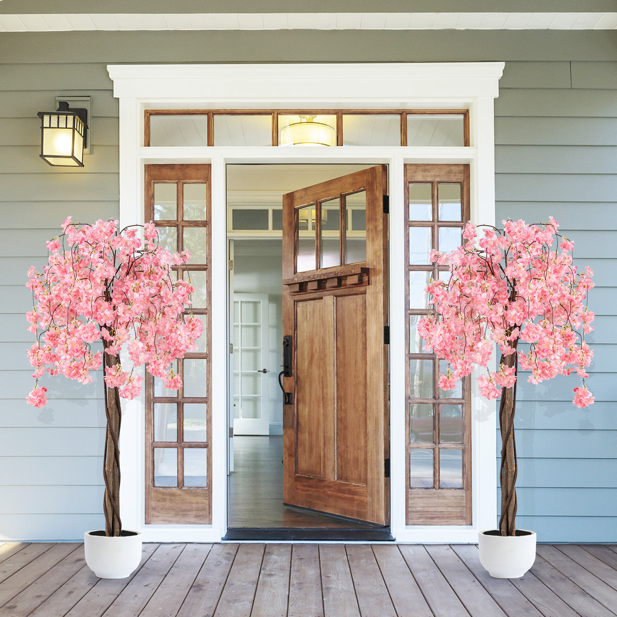 Artificial Cherry Blossom Tree with Pink & White Flowers - 5.5 FT Tall, 1 Pack, Variation of Pink