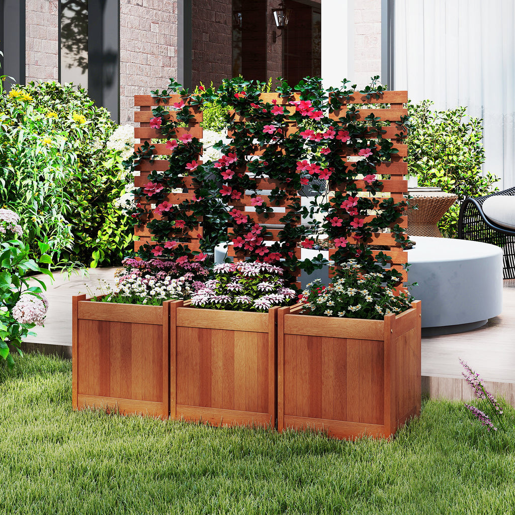 Wooden Raised Garden Bed with Trellis - Intersecting Parallels