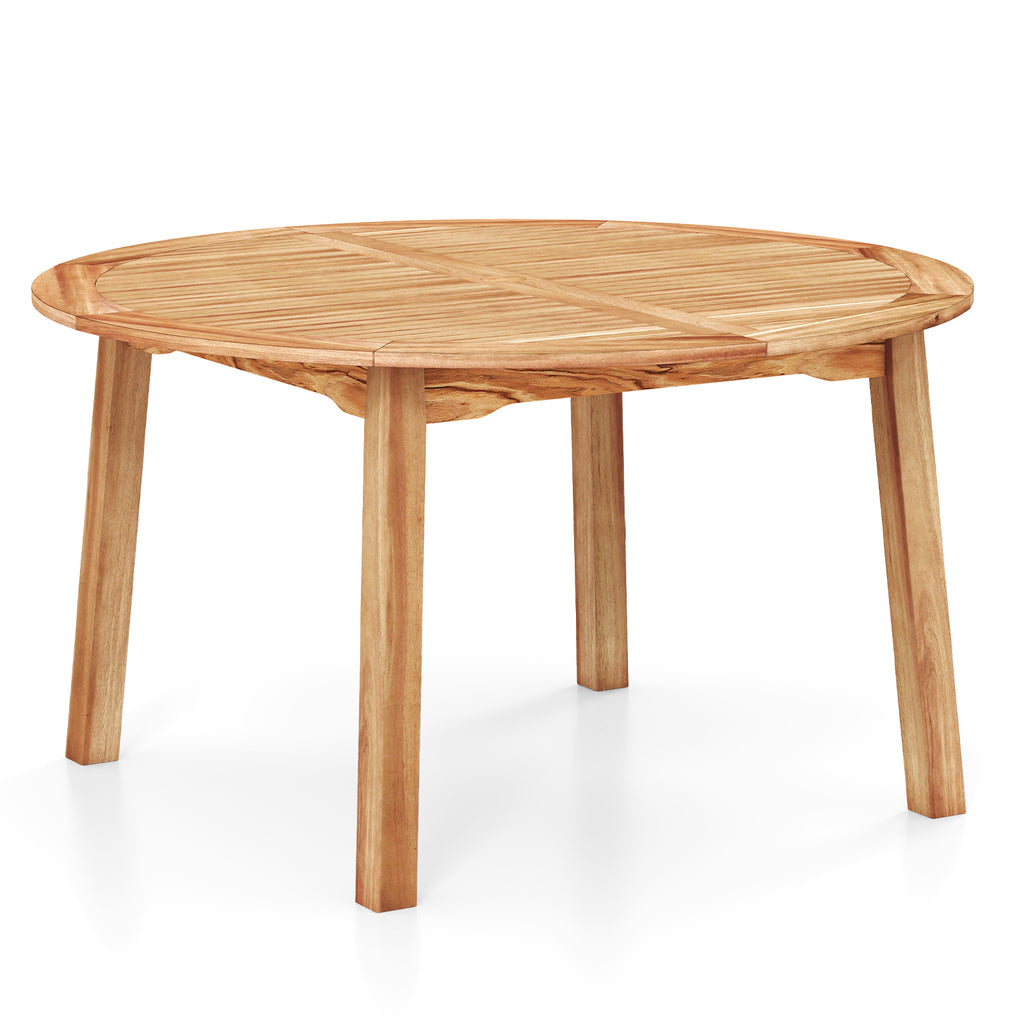 53" Round Acacia Wood Outdoor Dining Table for 4-6 People