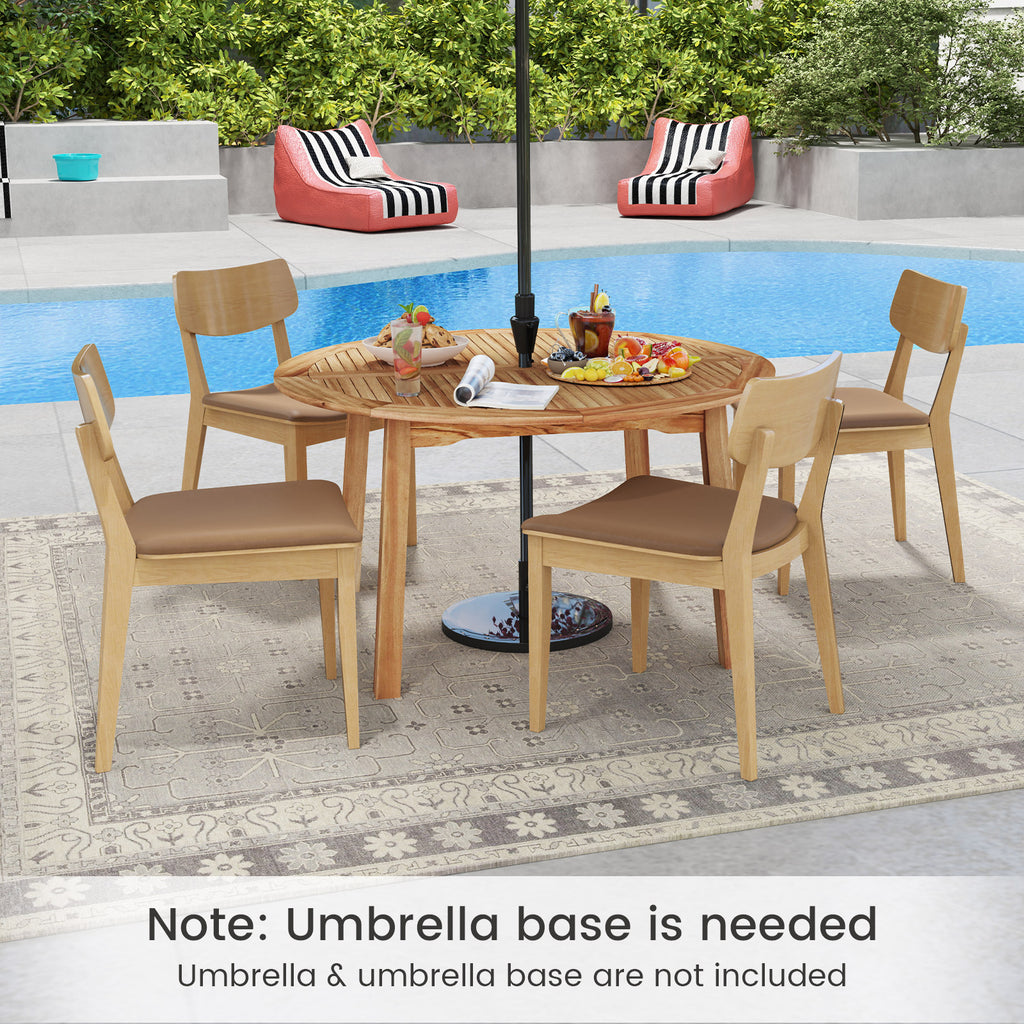53" Round Acacia Wood Outdoor Dining Table for 4-6 People