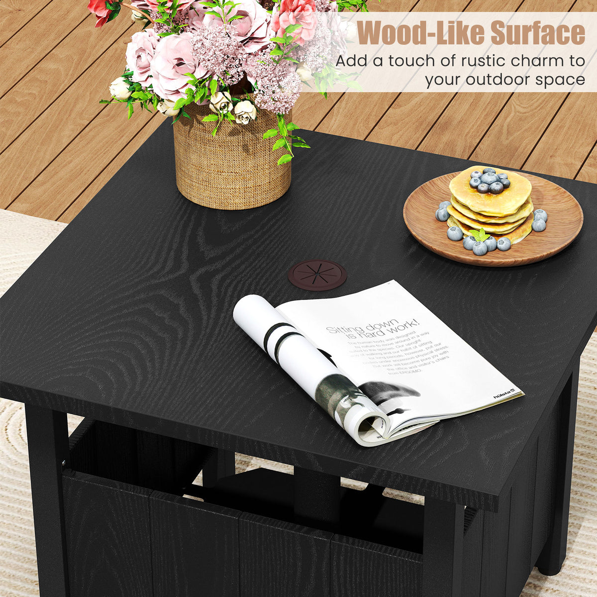 Outdoor Side Table with 1.89" Umbrella Hole Patio Base Stand