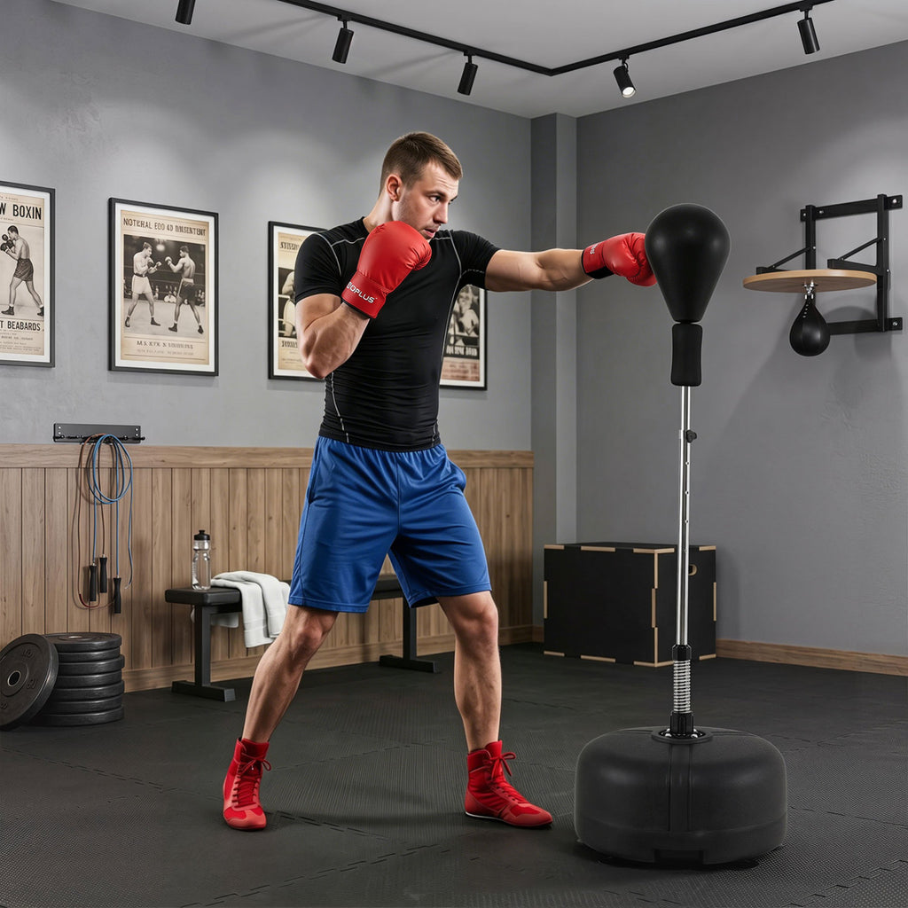 Black Adjustable Punching Bag with Stand for Teens and Adults - 54.5-62"