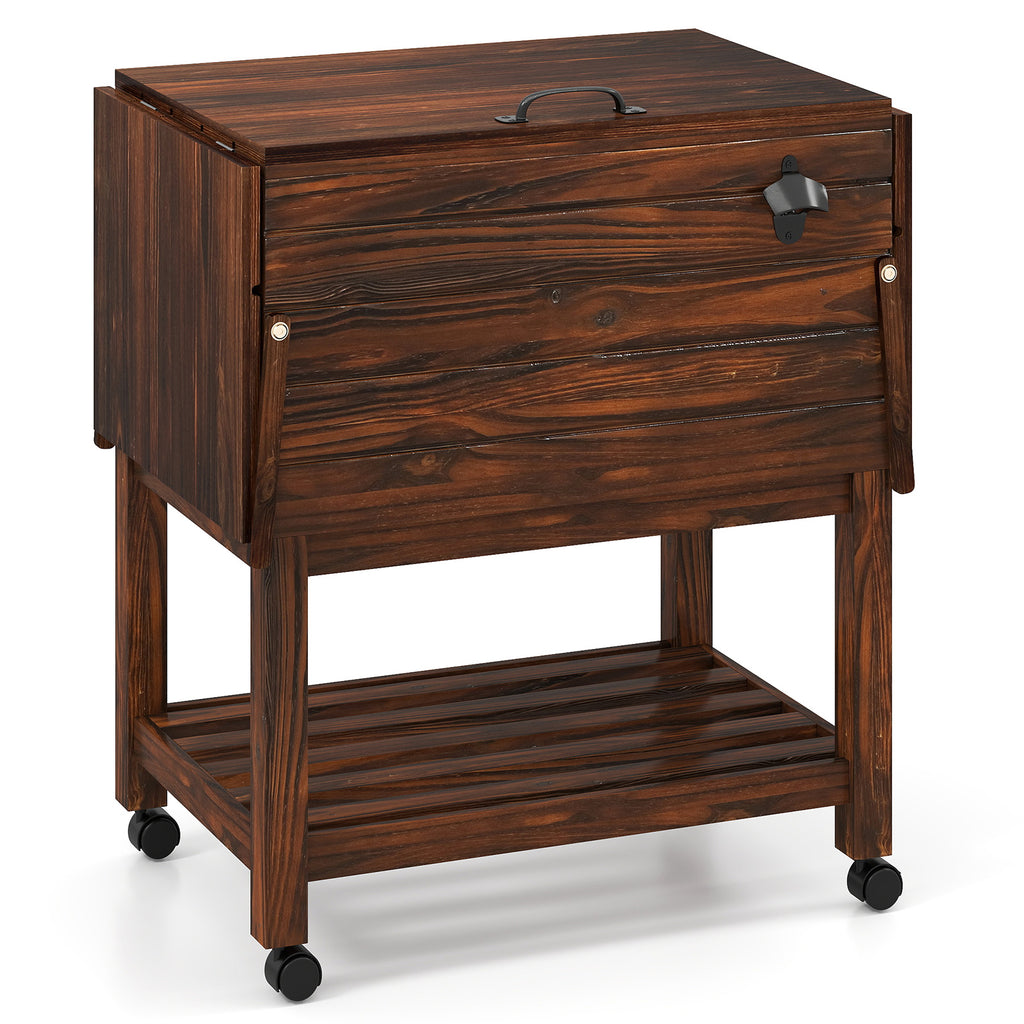 54-Quart Rolling Cooler Cart with Wheels, Brown