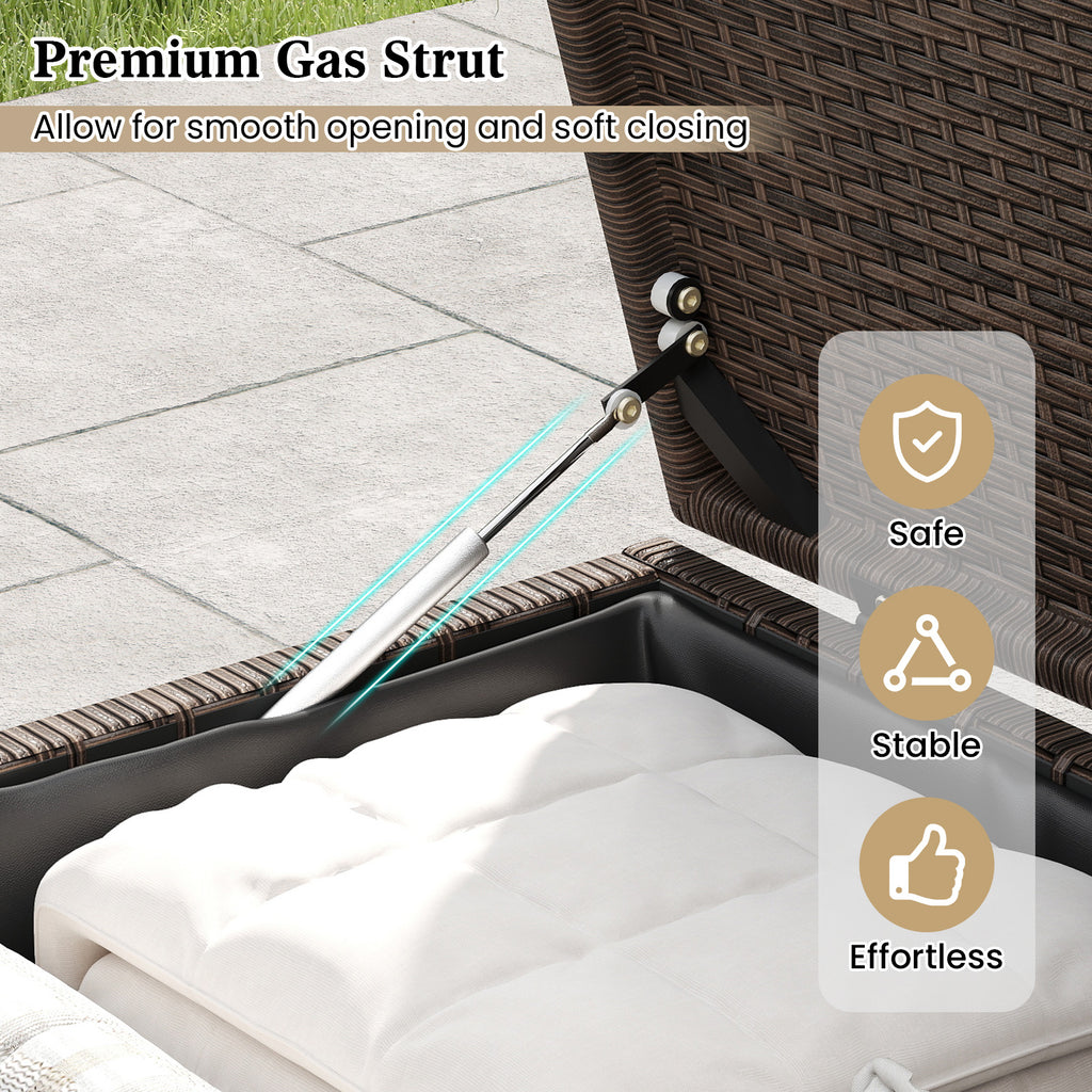 PE Rattan Storage Bin with Waterproof Liner for Patio Cushions
