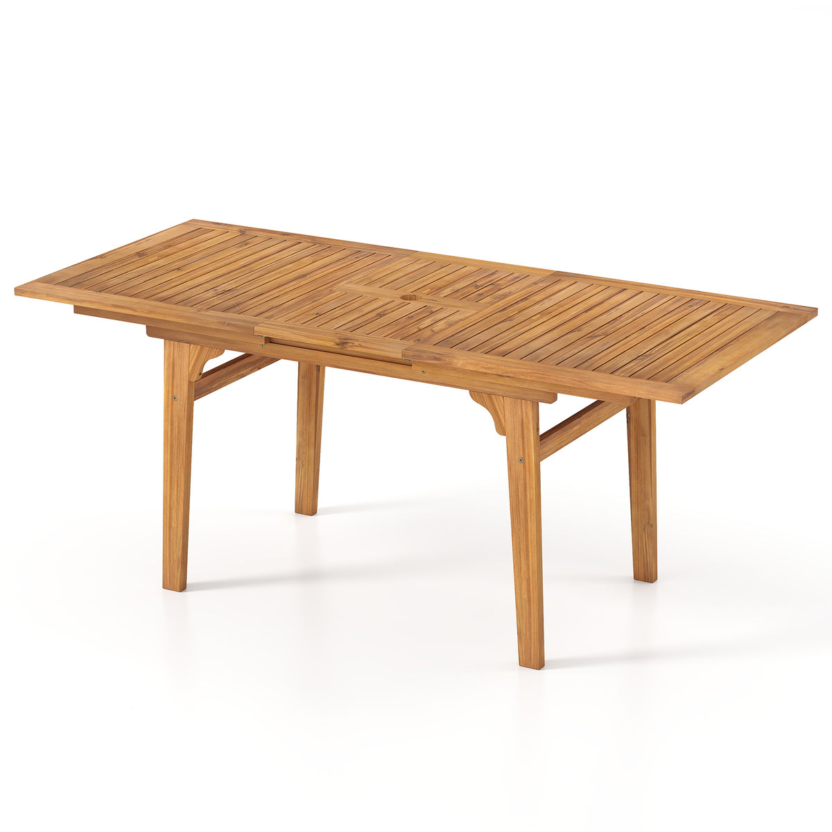55 Inch Patio Dining Table Expandable for 6-8 People with Umbrella