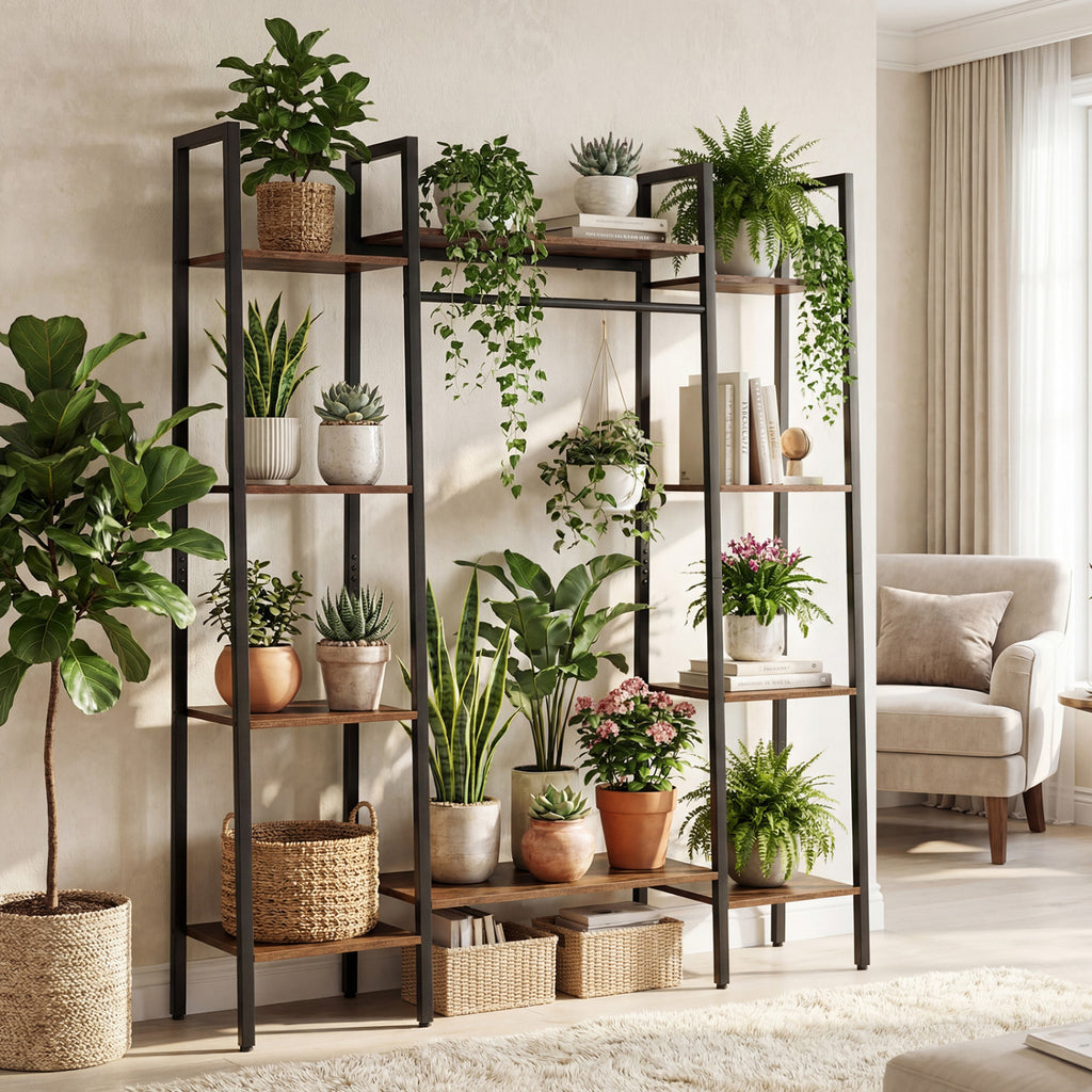 55.5 inch Tall Plant Stand 10-Tier Rack with 16 Colors LED Strip