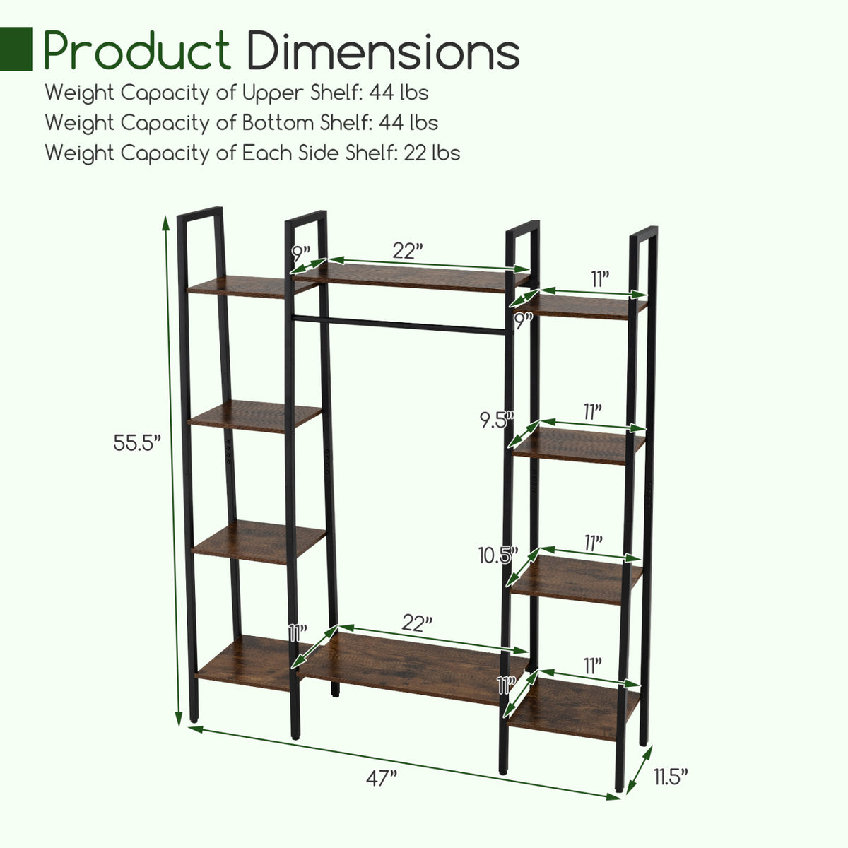 55.5 inch Tall Plant Stand 10-Tier Rack with 16 Colors LED Strip