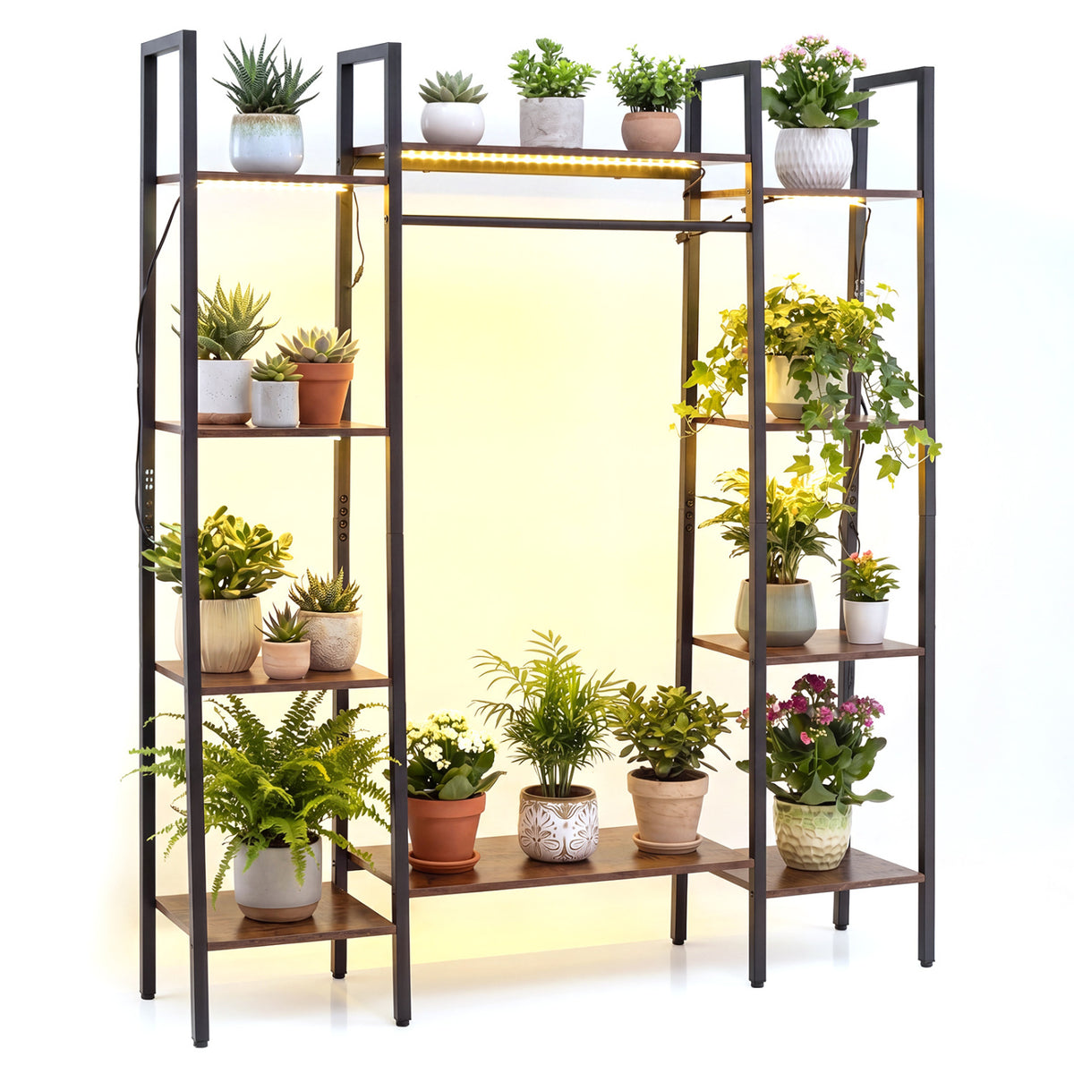 55.5 inch Tall Plant Stand 10-Tier Rack with 16 Colors LED Strip