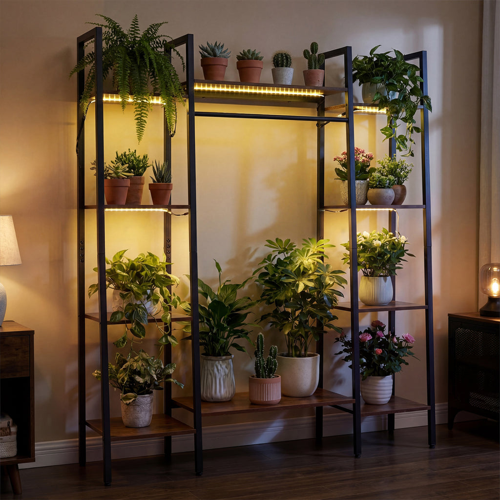 55.5 inch Tall Plant Stand 10-Tier Rack with 16 Colors LED Strip
