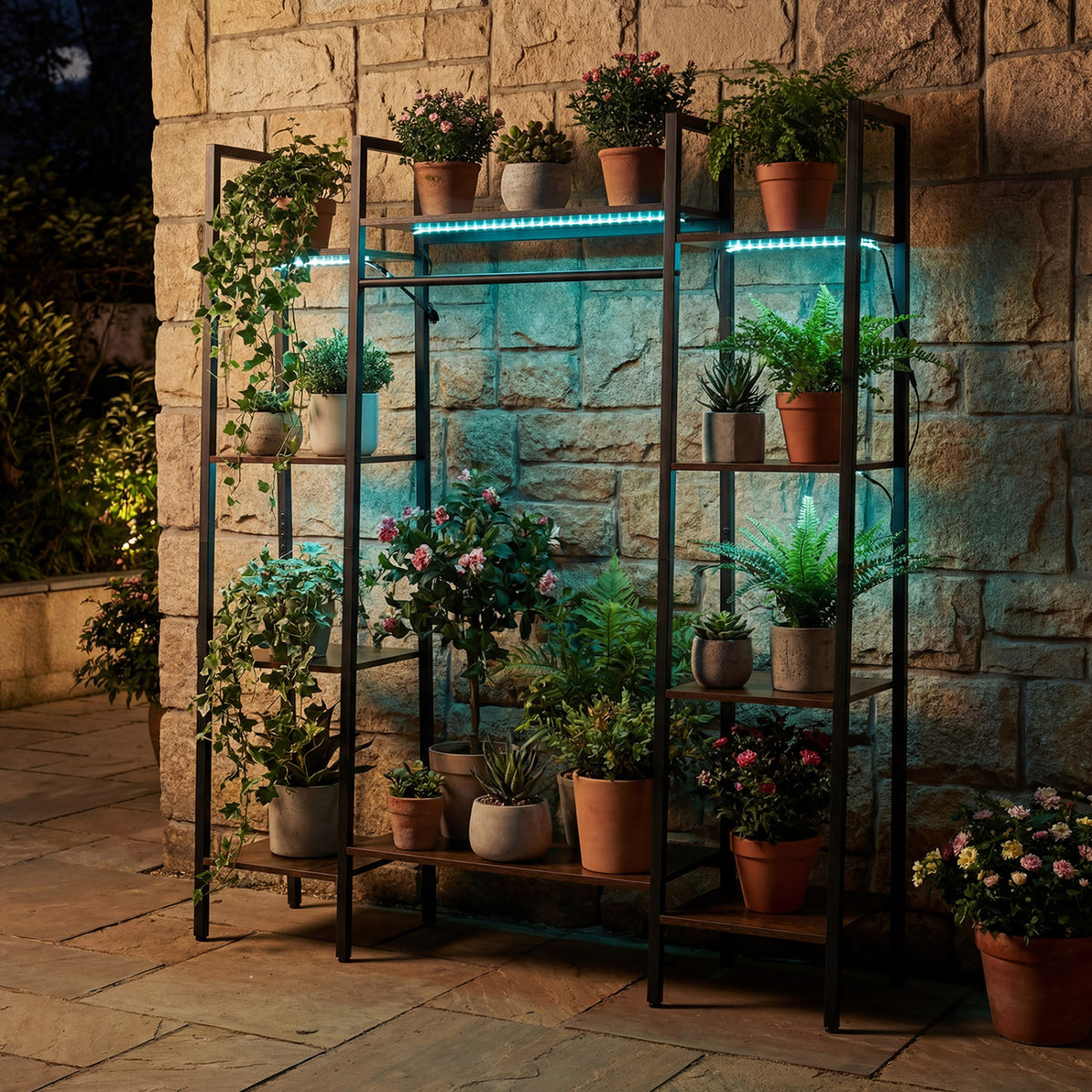 55.5 inch Tall Plant Stand 10-Tier Rack with 16 Colors LED Strip