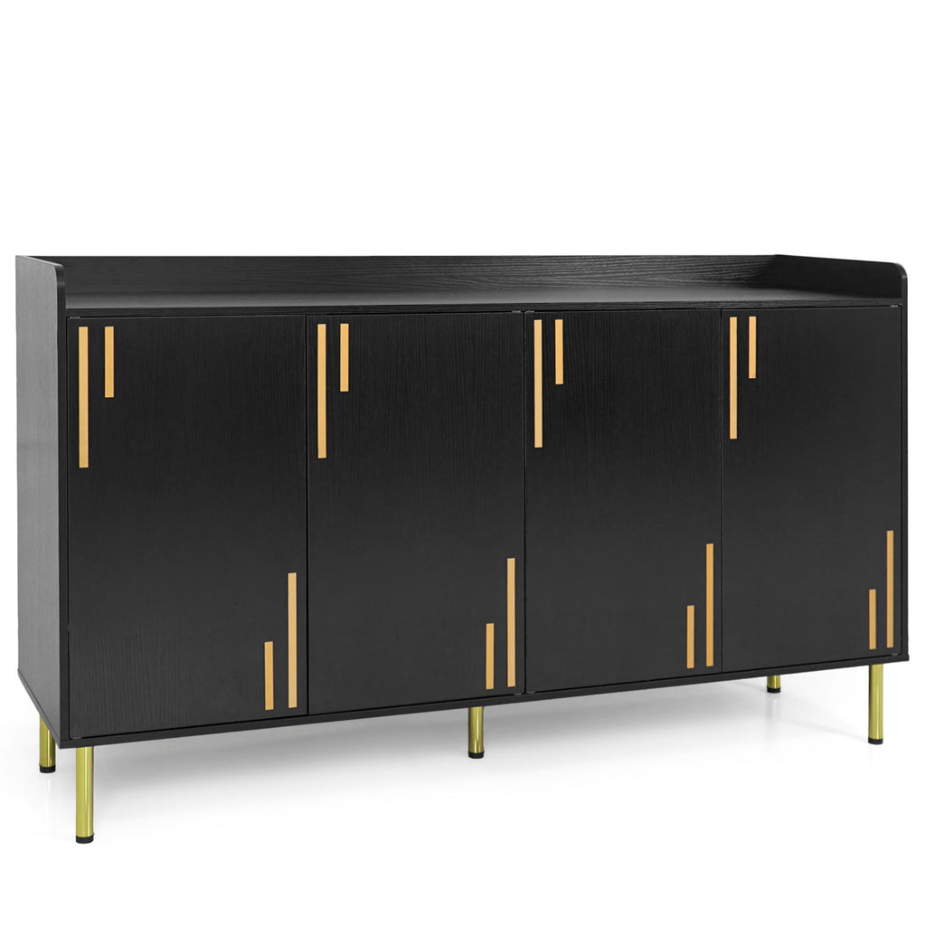 55" Buffet Cabinet with 4 Doors & 5 Metal Legs - White