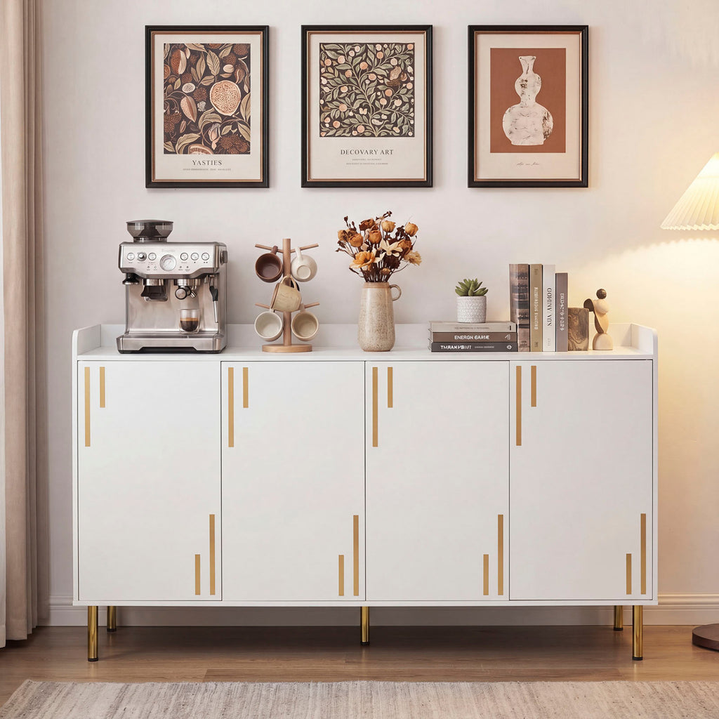 55" Buffet Cabinet with 4 Doors - White