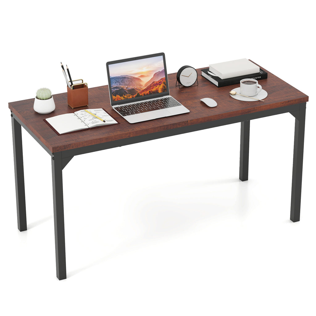 55 Inch Conference Table with Metal Frame - Brown