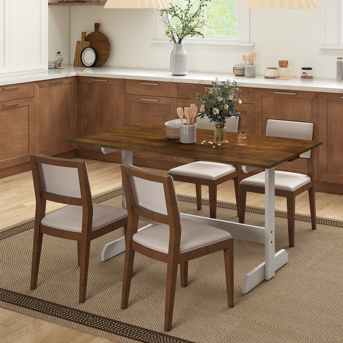 55 Inch Dining Table for 4-6 People - Walnut