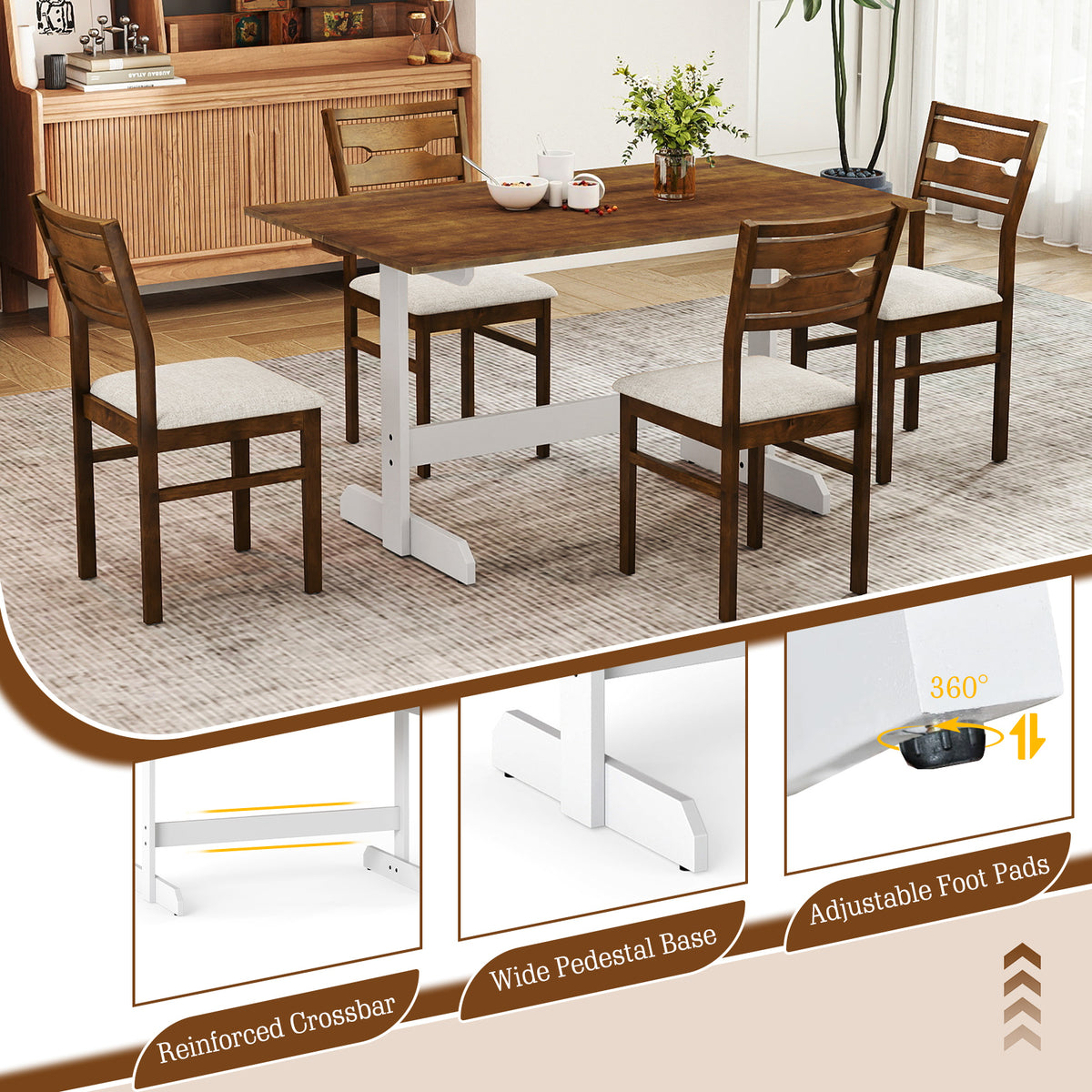 55 Inch Dining Table for 4-6 People - Walnut