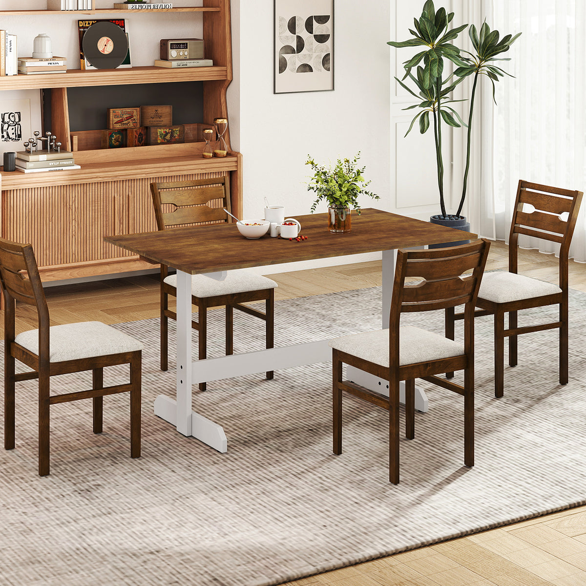 55 Inch Dining Table for 4-6 People - Walnut