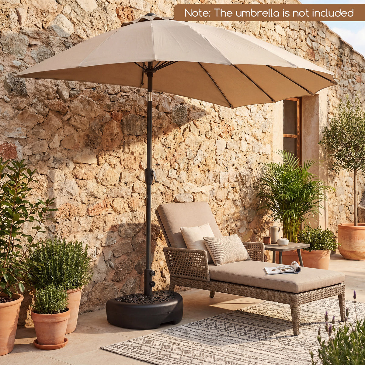 55 LBS Half Round Patio Umbrella Base for Deck Lawn Poolside