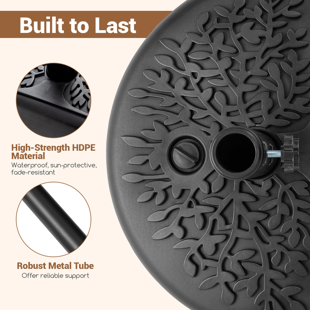 55 LBS Half Round Patio Umbrella Base for Deck Lawn Poolside
