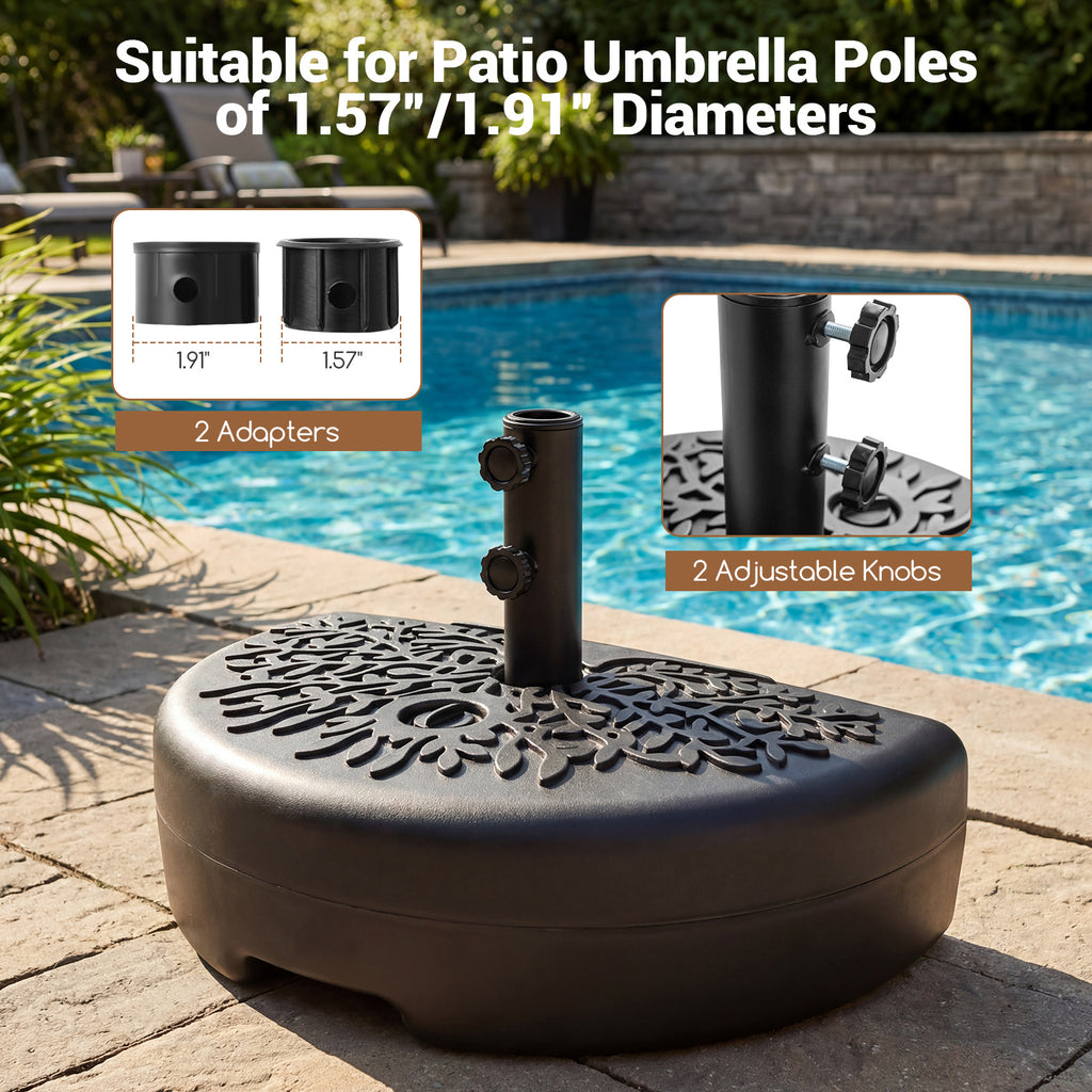 55 LBS Half Round Patio Umbrella Base for Deck Lawn Poolside