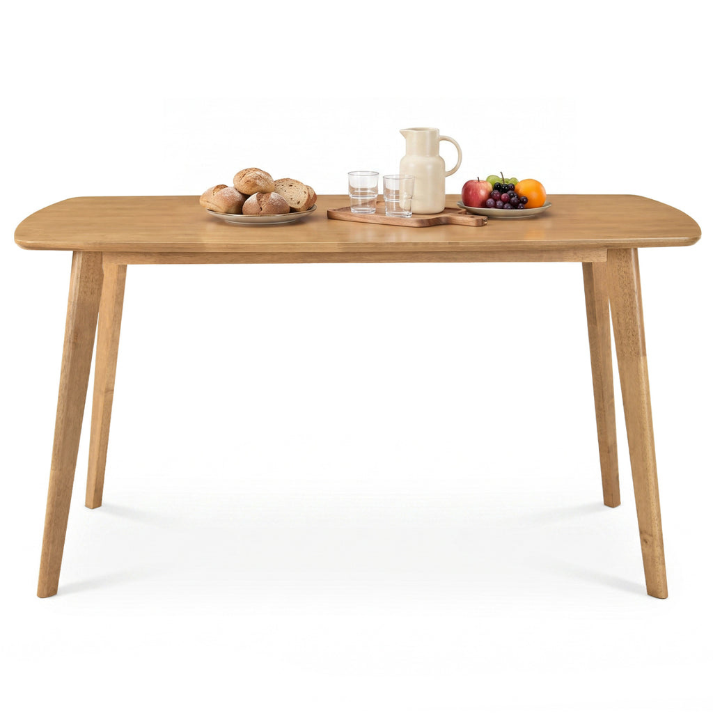 55 Inch Natural Wood Dining Table for 4-6 People