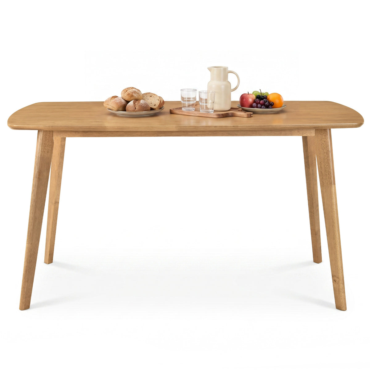55 Inch Natural Wood Dining Table for 4-6 People