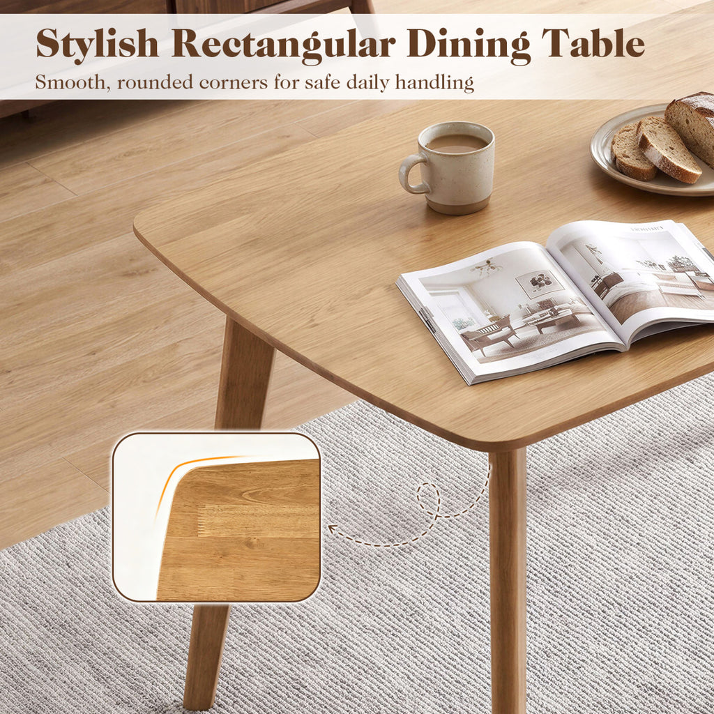 55 Inch Natural Wood Dining Table for 4-6 People