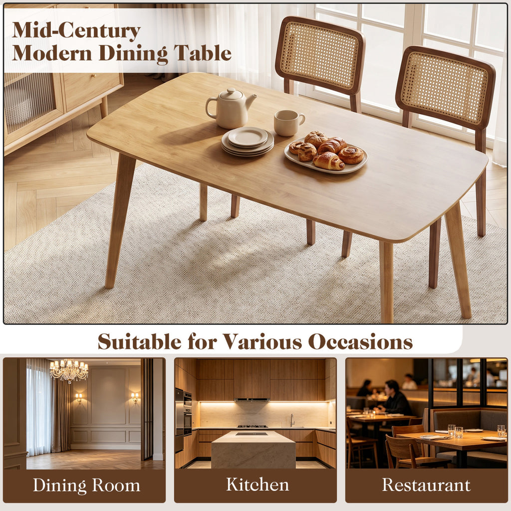55 Inch Natural Wood Dining Table for 4-6 People