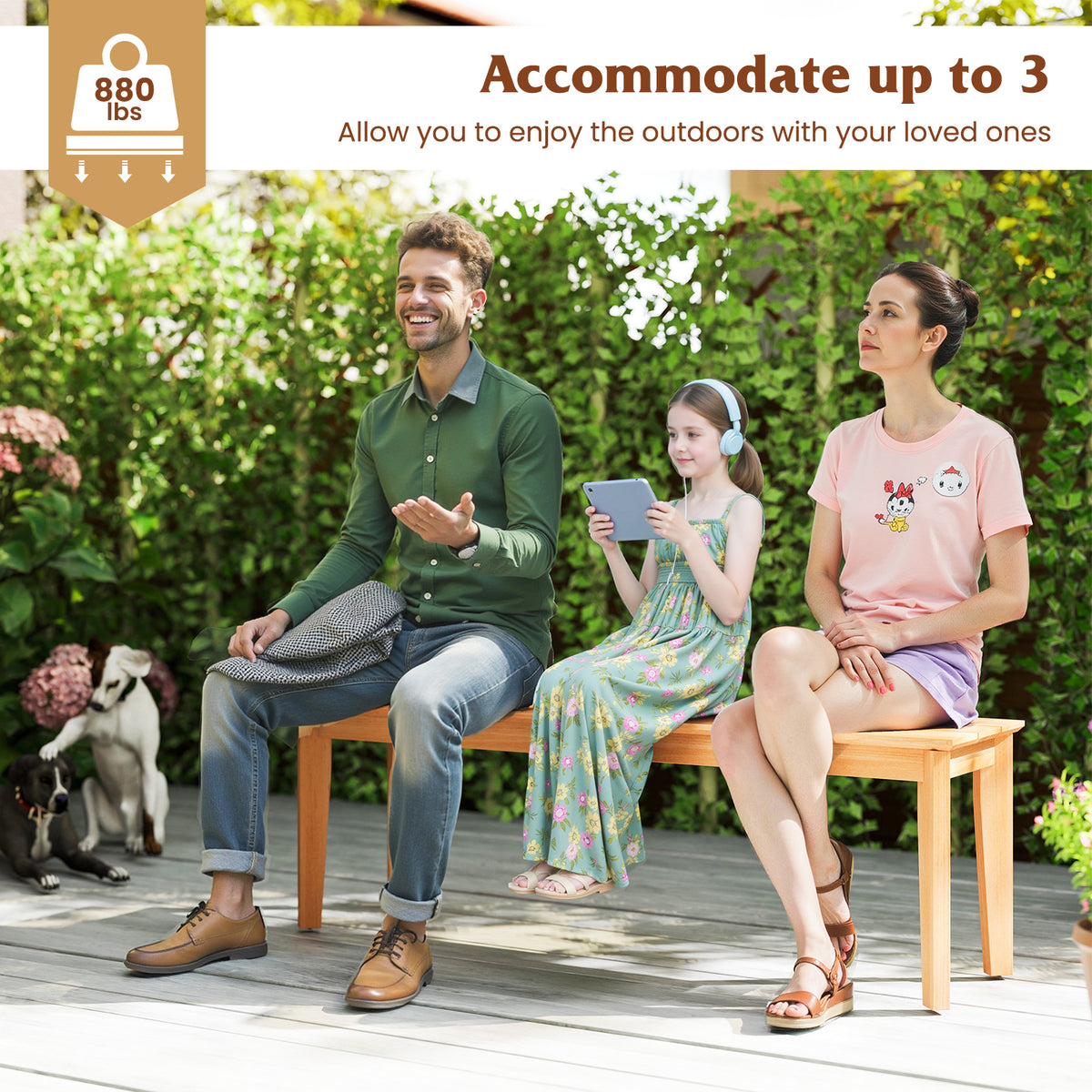 55 Inch Outdoor Teak Wood Bench - 880 LBS Capacity