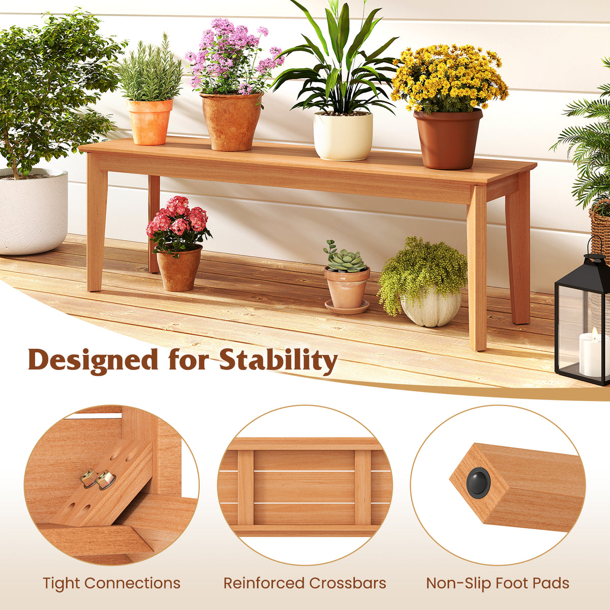 55 Inch Outdoor Teak Wood Bench - 880 LBS Capacity