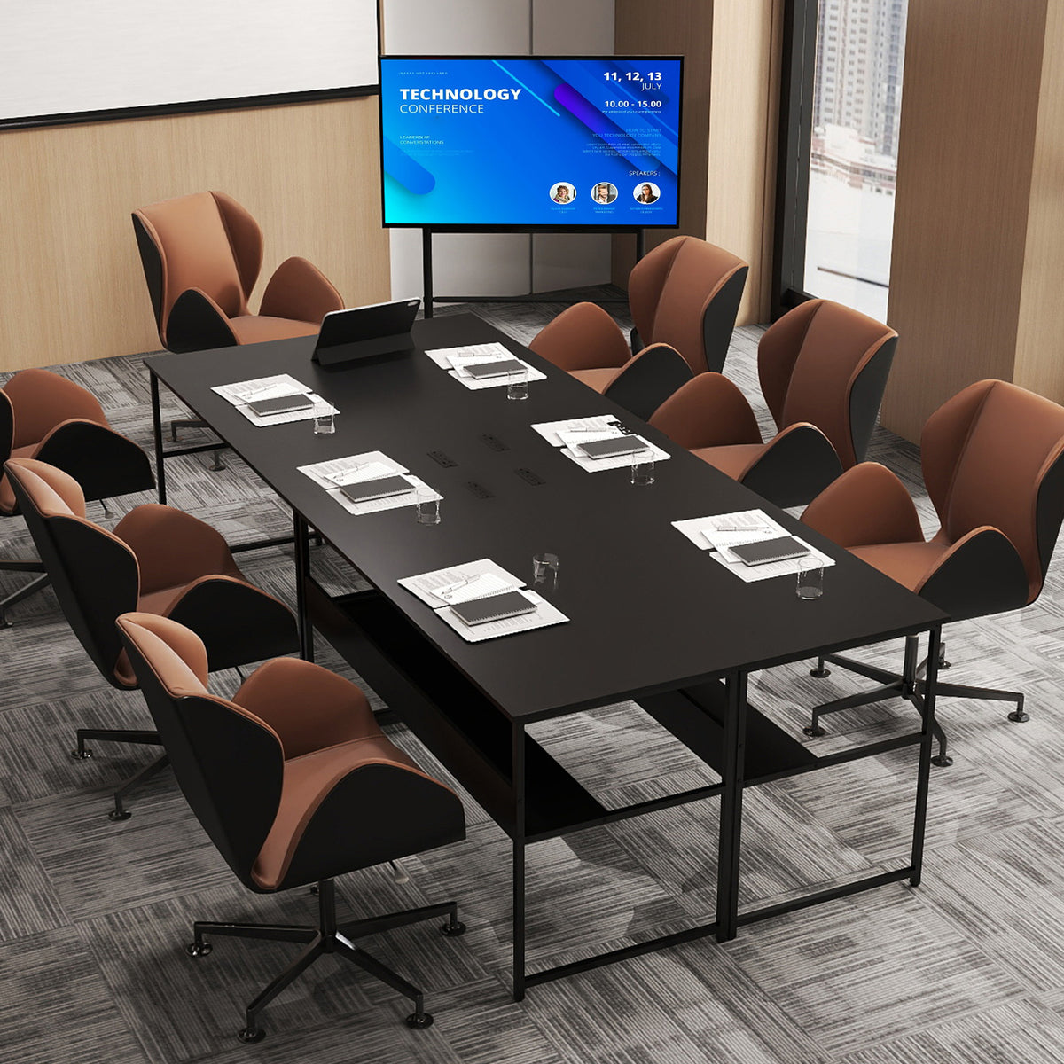 55 x 24 inch Computer Desk with Power Outlets and USB Ports