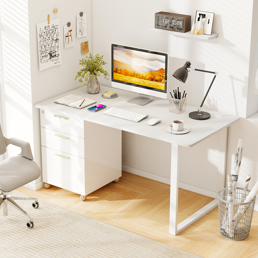 55 x 28 inch Tabletop for Standard and Standing Desk Frames - White