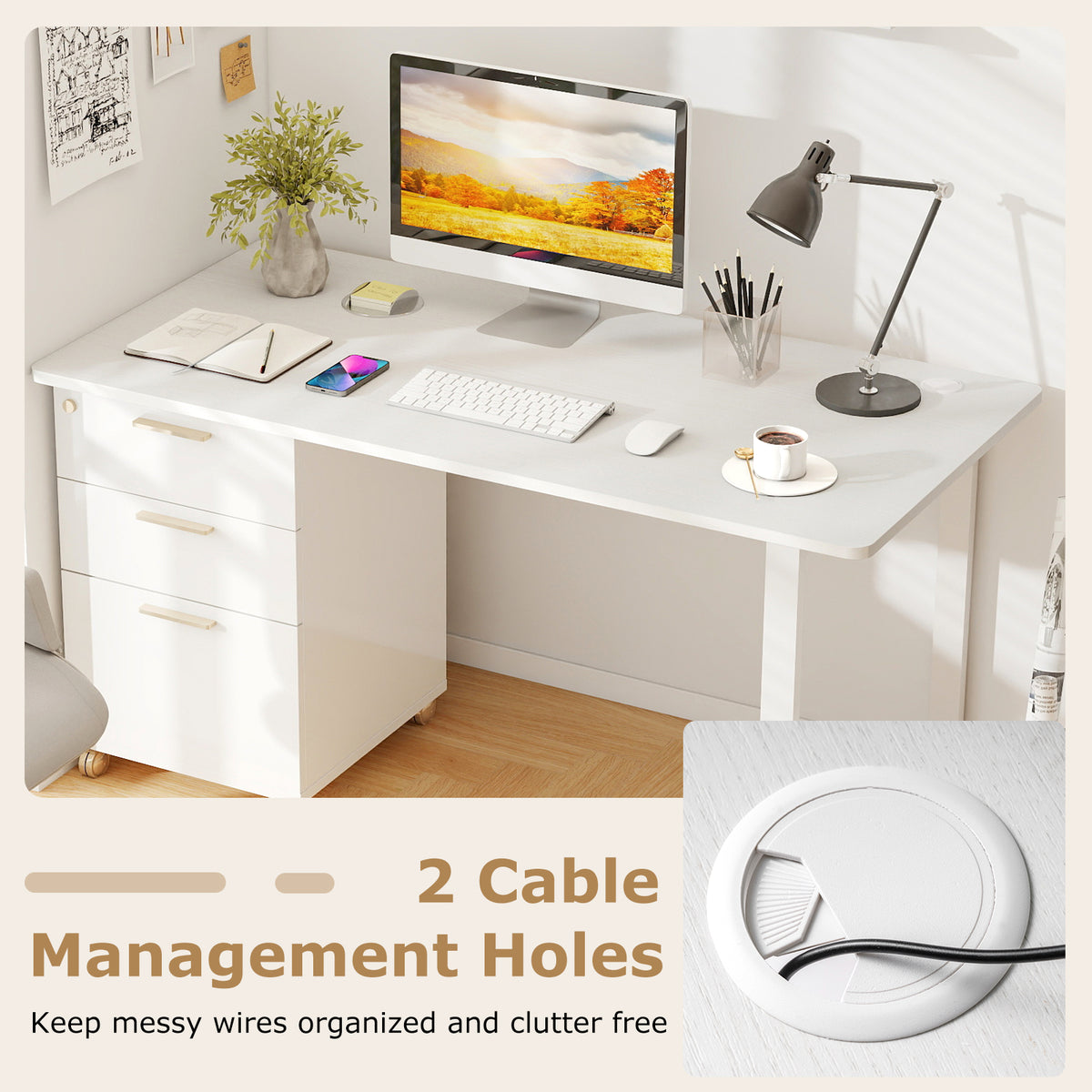 55 x 28 inch Tabletop for Standard and Standing Desk Frames - White