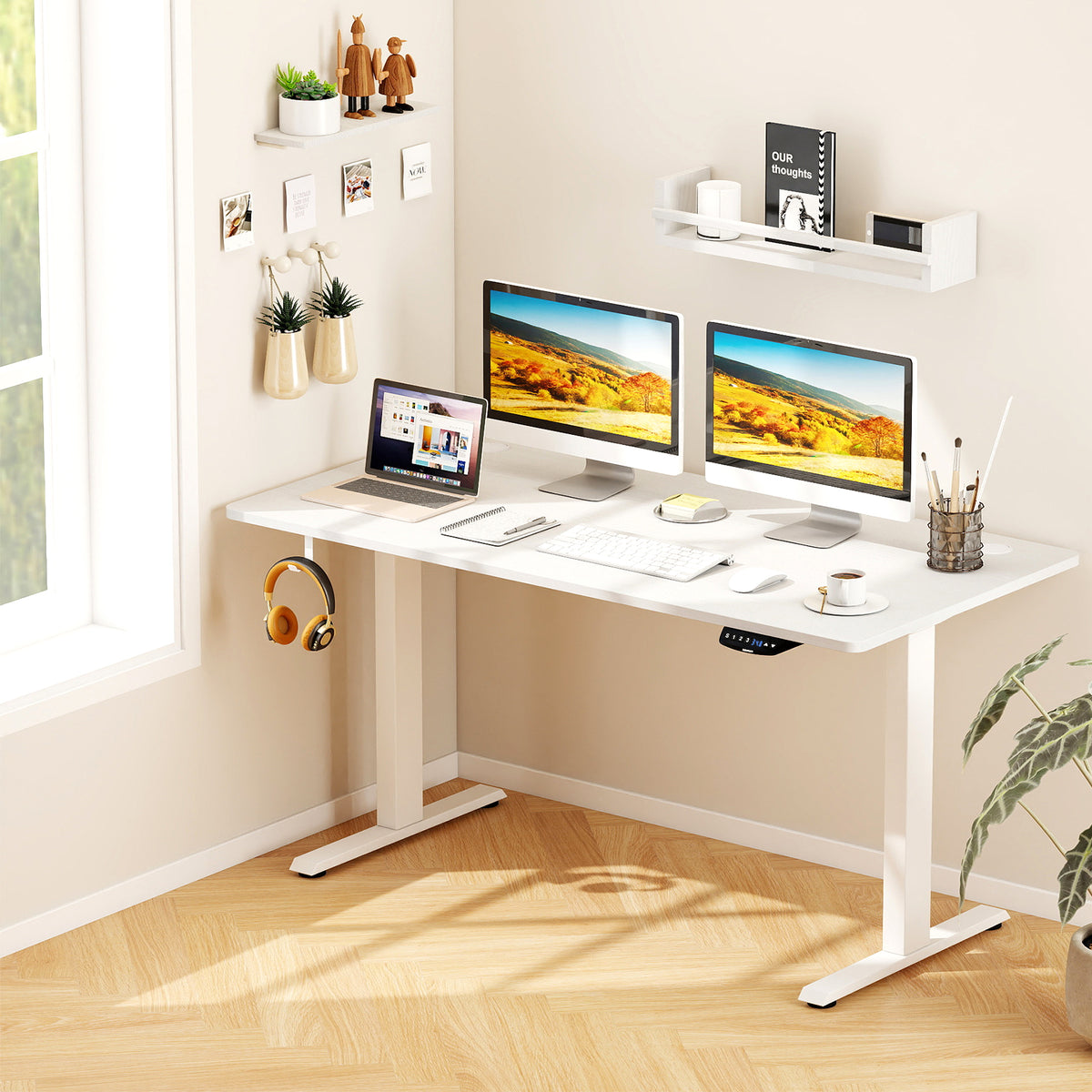 55 x 28 inch Tabletop for Standard and Standing Desk Frames - White