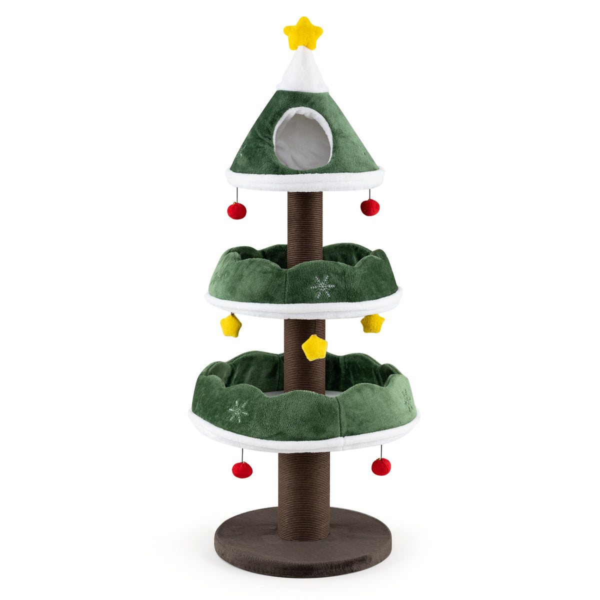 Green 56.5 Inch Multi-Level Cat Tower with Fully Wrapped Scratching Posts