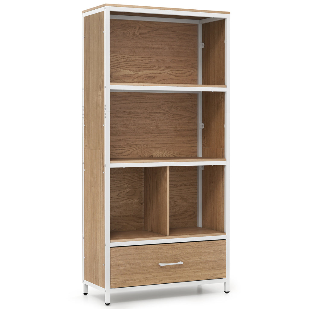 56" 5-Tier Bookcase with Drawer - Rustic Brown