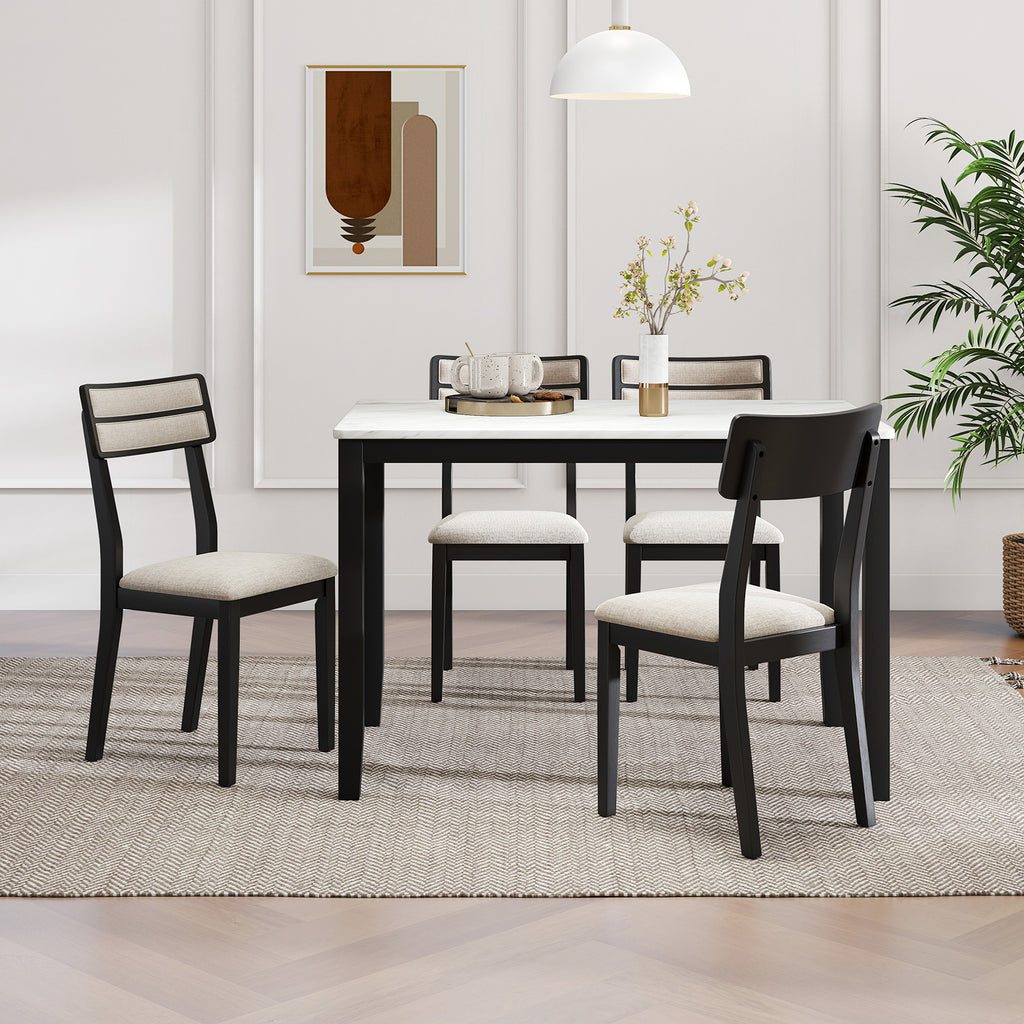 Modern Dining Chairs Set of 4 with Tilt Backrest - Black