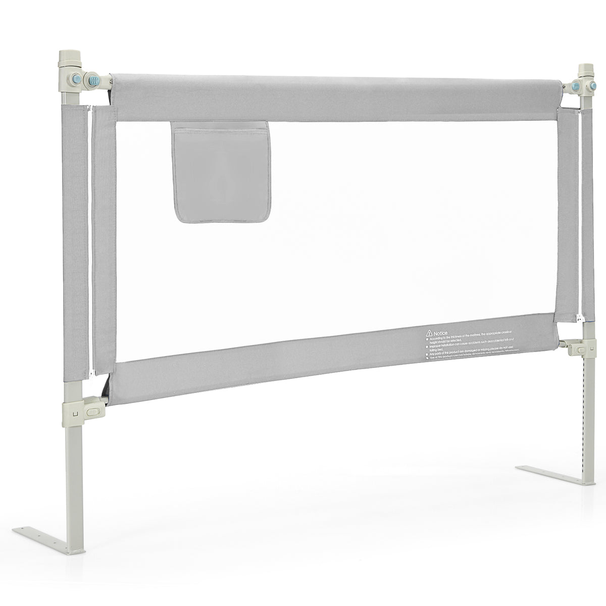 57 Inch Baby Bed Rail Guard with Lock & Independent Lift - Gray Variation
